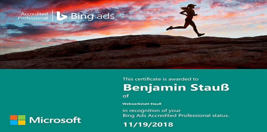 Certificate Bing Ads