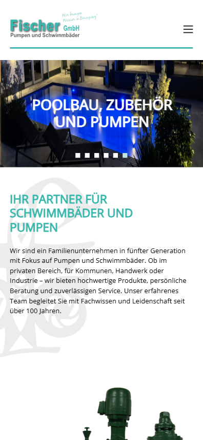 Screenshot Schwimmbadtechnik Fischer Website